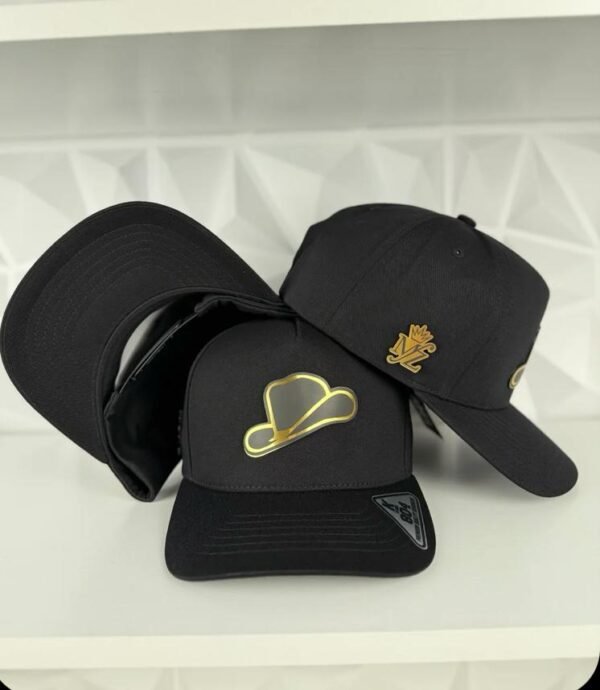 Gold Sombrero Placa Gorra-Negra